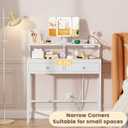 Small Vanity Desk with Rotating Mirror & Power Outlets, 31.5"W Makeup Table, 2 Drawers