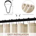 MIULEE Linen Scalloped Cream Shower Curtain with 12 Metal Hooks Boho Farmhouse Cute Heavy Duty Washable Waterproof Thick Cloth Shower Curtains with Black Border for Bathroom Hotel,W72*L72, Natural