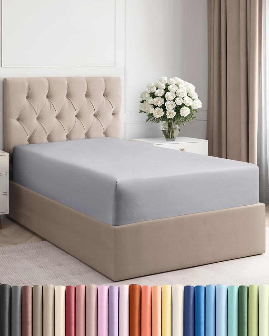 Twin XL Fitted Bed Sheet - Bottom Single Fitted Sheet Only - Ultra-Soft Hotel Luxury Bedding w/ 8-16 Inch Deep Pockets - Breathable & Wrinkle Free - Easy-Care, Fade and Shrink Resistant - Steel Blue