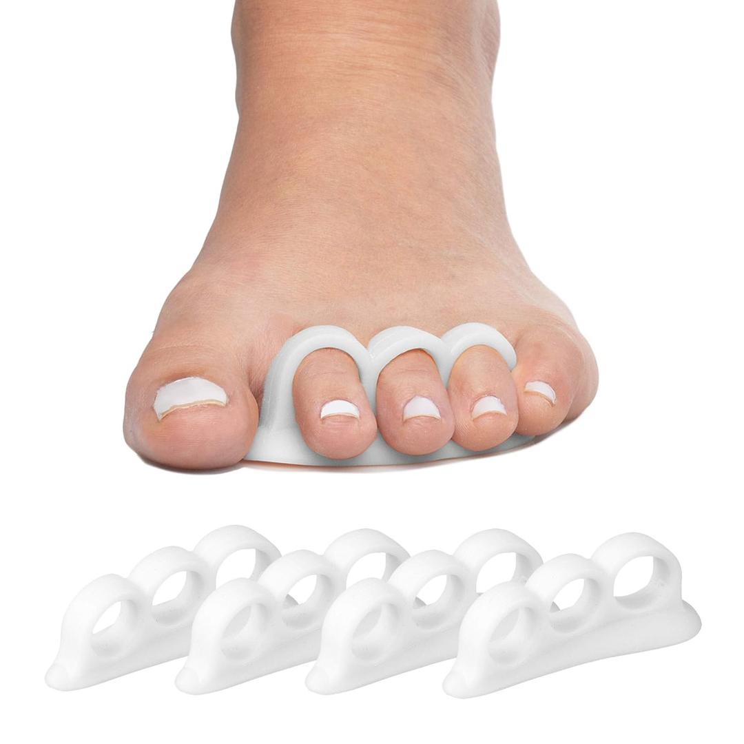 ZenToes Hammer Toe Corrector for Women & Men | Triple Loop Gel Toe Spacers & Separators | Realign Bent, Crooked, Curled, Claw, Hammertoes | Soft Support for Straightening | 4 Pack, White