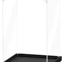 JUJOMAT Acrylic Display Case for Collectibles Clear Acrylic Display Box for Lego Action Figures Doll Hobby, Dustproof Stackable Storage Case, Assembly Required, Black Base (8 x 8 x 12 inches)