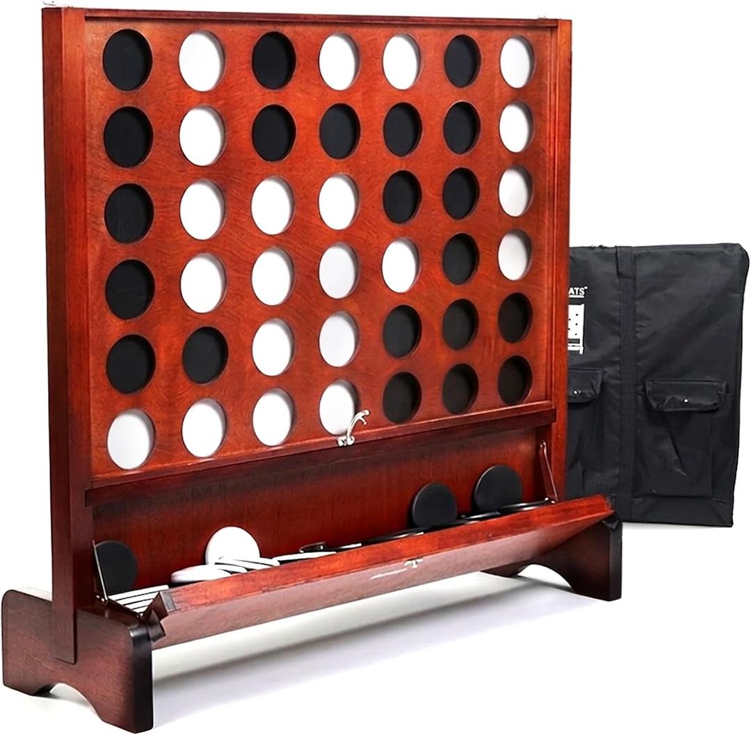 SPORT BEATS Giant Wooden 4 in a Row Connect Game 2.7 Ft Indoor/Outdoor, 33.2 inches x 29 inches x 3.3 inches