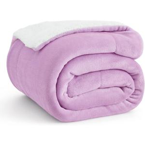 Bedsure GentleSoft Sherpa Fleece Throw Blanket for Couch, Non-Heated, Thick and Warm Throw for Girls and Women, Soft Fuzzy Plush Kids Blanket for Winter, Lilac, 50x60 Inches