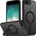 for iPhone 8 Plus Case, for iPhone 7 Plus Case, Built-in Kickstand Magnetic [Compatible with Magsafe] Translucent Protective Shockproof Phone Cover for iPhone 8 Plus/7 Plus 5.5 inch (Black)