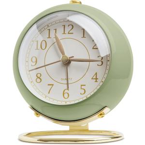 SHISEDECO Small Tableclocks Classic Non-Ticking Tabletop Alarm Clock with Backlight, Battery Operated Astronaut Deskclock with HD Glass for Living Room Bedroom Bedside Indoor Decor (Green)