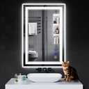 36"x24" LED Bathroom Mirror with Anti-Fog, Stepless Dimmable Lights, 3 Color Modes, Shatter-Proof Tempered Glass, Memory Function & Waterproof Design