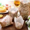 Nuenen 200 Pcs Wedding Tulip Cupcake Liners Bridal Shower Muffin Liners Baking Cups Greaseproof Paper Cupcake Wrappers Cups for Party Wedding Anniversaries Birthdays Supplies