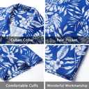 Hawaiian Shirt for Men Casual Summer Short Sleeve Beach Vacation Aloha Hawaii Button Down Shirt Holiday (Blue, XXL)