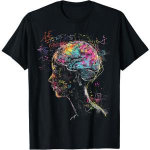 Brain Colorful Graphic Women Artwork Art Brain T-Shirt, Size S