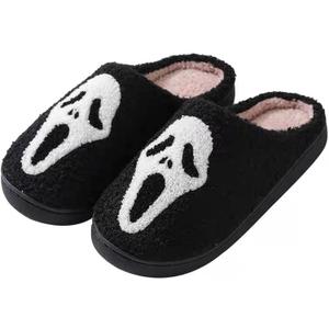 Unisex Halloween Slippers Spooky Ghost Slippers Cute Cozy Warm Plush Slip-On House Indoor and Outdoor Shoes (7.5-8 Women/6.5-7 Men, Style3)