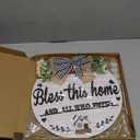 3D Bless This Home And All Who Enter Wooden front Door SignsDoor Decorations Hanging,Christian Jesus Home Porch Wall DecorSpring WreathsDoor Wreaths for Front Door Outside All Season (White)