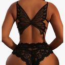 SOLY HUX Women's Floral Lace Cutout Lingerie Set Butterfly Shaped Bralette Bra and Panty Size L