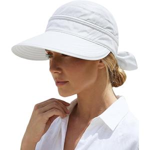 2-in-1 Womens Sun Visor Sun Hat Zipper Off Ponytail Friendly, Lightweight Quick Dry, Summer UV Protection (White)