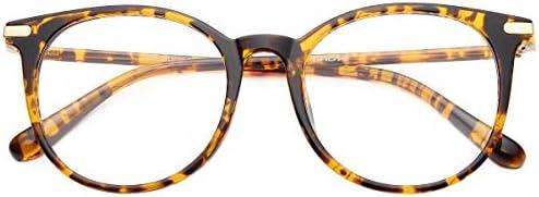 Gaoye Blue Light Blocking Glasses, Retro Round Eyewear Frame Anti Eyestrain Computer Glasses for Women Men (Tea Leopard/Transparent Lens)