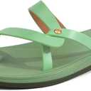 ONCAI Women's Slide Sandals Trendy Square Summer Flat Dressy Sandals for Women 2025 Cross Strappy Open Split-Toe Ring with Slip-on Rubber Soles (Green)