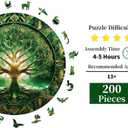 200 Pieces Wooden Puzzle for Adults Tree of Life, 200 Pieces Unique Animal Shaped Jigsaw Pieces, Premium Laser-Cut Brain Teaser Puzzle, Stress Relief Gift for Puzzle Lovers