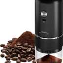 Portable Electric Coffee Grinderautomatic Coffee Grinder With USB Type-C Wireless Charging Designadjustable Coarse To Fine For Coffee Beans, Grains, Cleaning Brush + Cable Includes (Black)
