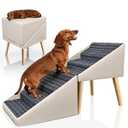 Dog Stairs & Ramp for High Bed and Couch, 22.8" 6-Step Foldable Split Ottoman Pet Steps, Non-Slip Joint Relief for Small/ Medium/ Large Dogs, Senior & Injured Pets, Converts to Bedside Footstool