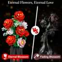 Roses Flowers Bouquet Building Kit: 880 Pcs Artificial Flower Toy with Vase Christmas Valentine Mother's Day Anniversary Birthday Gift Ideal for Women Her Adult Teen