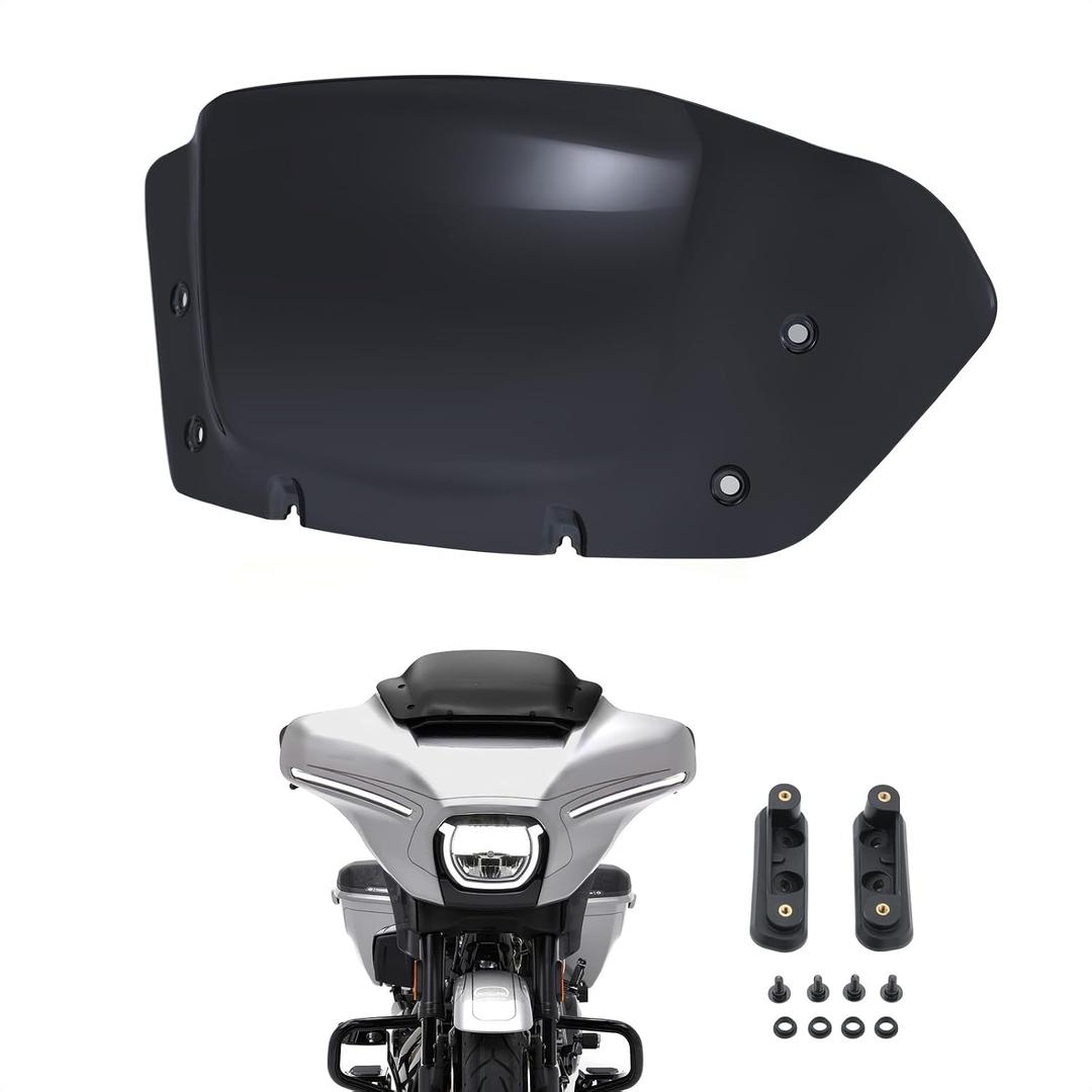 10" Wave Windshield Windscreen Wind Splitter Compatible for Harley Street Glide FLHX 2024-2025, CVO Street Glide FLHXSE 2023-2025, FLHXU 2025 (Black)