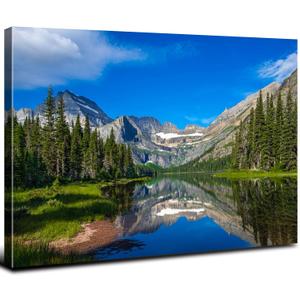 Colorado Wall Art Banff Mountain Picture Wall Decor Canvas Prints for Living Room National Park Scenery Poster Photography 12x16", Pine Tree Forest Lake Landscape Painting Artwork Home Decorations (Nature06)