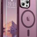 SUPFINE Magnetic for iPhone 15 Pro Max Case (Compatible with MagSafe) (Military Grade Drop Protection) Slim Translucent Matte Shockproof with Anti-Fingerprint Phone Case,Wine Red