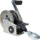 Camco 2000lb Boat Trailer Winch - Manual Hand Crank Boat Winch Features 20-Foot Strap & 2-Way Ratchet - 2,000lb Weight Capacity - Boat Trailer Accessories (50000)