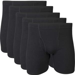 Gildan Men's Underwear Covered Waistband Boxer Briefs, Multipack (Large, Black (5-Pack)