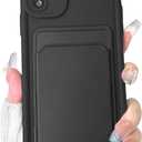 Lovmooful Compatible for iPhone 12 Case Cute Color Card Holder Design for Girls Women Soft TPU More Shockproof Protective Girly for iPhone 12 Case-Black