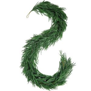 6FT Christmas Garland,Flexible Greenery Artificial Norfolk Pine Garland for Fireplace Mantel Staircase Front Door Table Centerpiece, Indoor Outdoor Holiday Decor with Realistic Pine Needles (1)