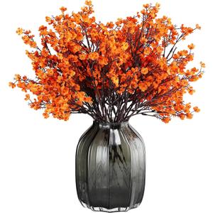 JAKY-Global Babys Breath Orange Silk Artificial Flowers 6 Bundle European Fake Silk Plants Decor Wedding Party Farmhouse Decoration Bouquets Real Touch DIY Home Garden (Orange 6pcs)