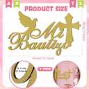Gerrii Mi Bautizo Letter Sign Glitter Wooden Wall Hanging Baby Shower Decor First Communion Accessories for Baby Shower Supplies Gender Reveal Backdrop Party Christmas Gift Ornaments (20" x 12",Gold)