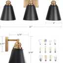 3-Light Black and Gold Vanity Lights, Farmhouse Bathroom Light Fixtures Over Mirror with Metal Shade, 23 Inch Modern Bathroom Wall Sconce Lighting for Bathroom, Bedroom