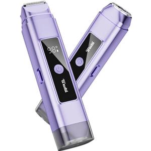Bikini Trimmer for Women Electric Razors, Electric Razor 2 in 1 Shaver Pubic Hair, LED Display with IPX7 Waterproof - Rechargeable Lady Trimmer for Underarm Body Leg Face - Cobalt Blue