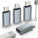 USB C Type C to Lightning Adapter 4 Pack 1.8-2.2A 15W Fast Charging Support Data Sync,Lightning to USB Type C Cable Adapter for iPhone/iPad/for Airpods,with Anti-Lost Loop,Not for Audio/OTG