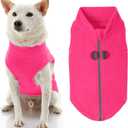 Gooby - Zip Up Fleece Vest, Fleece Jacket Sweater with Zipper Closure and Leash Ring, Pink, Medium (Medium chest (~17.5"))