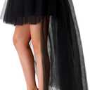 Spooktacular Creations Women's Black Bustle Skirts Long Tulle Tutu Skirt Elastic Overskirt for Halloween Cosplay Party (Black)