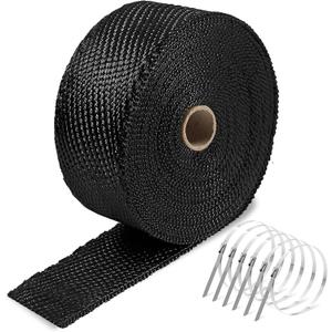 NEZUIBAN 2" x 50FT Exhaust Heat Wrap, 1400F High Temp Fiberglass Header Wrap Heat Shield Tape with 12 Stainless Steel 304 Locking Ties for Motorcycle & Automotive