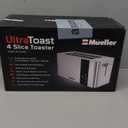 Mueller UltraToast Full Stainless Steel Toaster 4 Slice, Long Extra-Wide Slots for Bagels and Waffles, 6 Browning Levels, LED Display, Cancel/Defrost/Reheat Functions & Removable Tray, Kitchen Gadgets