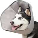 BARKLESS Dog Cones for Medium Dogs, Soft Cones for Dogs After Surgery to Stop Licking, Adjustable Elizabethan Collar, Neuter Cone of Shame Alternatives, Lightweight Dog Recovery Collar (Grey, M) (M (Neck: 10"-13"))