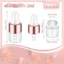 200 Pcs Mini Glass Dropper Bottles Mini Sample Bottles Small Sample Vials with Lid for Traveling Essential Oils Cosmetic Liquid Perfume(1 ml,Rose Gold)