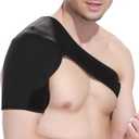 NIBHZ Recovery Shoulder Brace for Men and Women, Shoulder Stability Support Brace, Adjustable Fit Sleeve Wrap, Relief for Shoulder Injuries and Tendonitis, One Size Regular,Black-Left