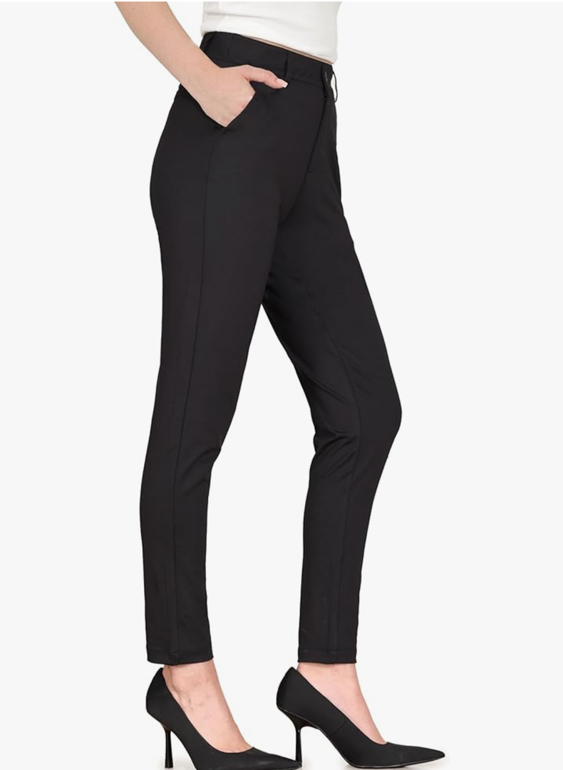 Bamans Dress Pants for Women High Waisted Skinny Leg Pants Work Business Trousers Formal Office Tummy Control Slacks Size, L