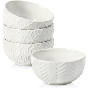 Sureasy 4 oz Mini Ceramic Dipping Bowls, 3.5 Inch Small Bowls for Sauces & Side Dishes, Microwave & Dishwasher Safe, Set of 4, White