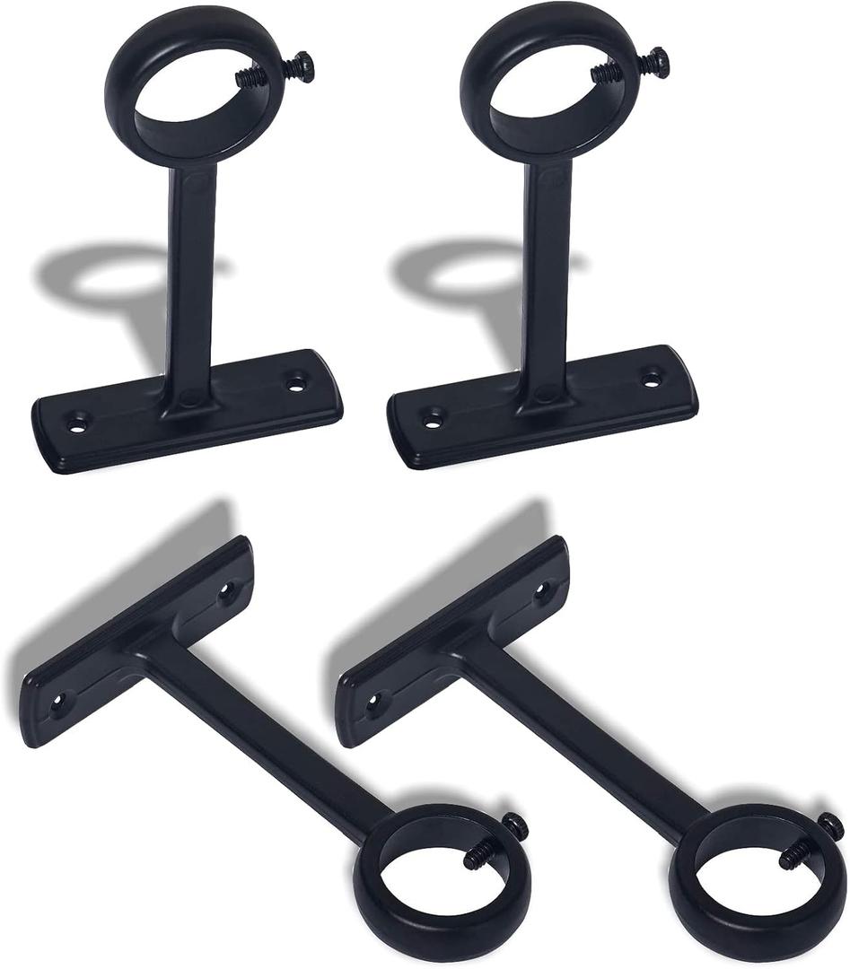 Curtain Bracket, 4pc Ceiling & Wall Mount Brackets, Black