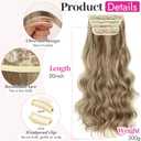 Kookastyle Clip in Hair Extensions, Natural Long Layered Soft Invisible Synthetic Curly Wavy Hairpieces for Women,4 pcs(20 InchAsh Blonde Balayage)
