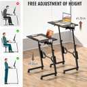 Enayplon Small Standing Desk with Wheels, Portable Treadmill Desk, Rolling Desk Adjustable Height for Laptop, Mobile Standing Table for Walking Pad, Bedside Table