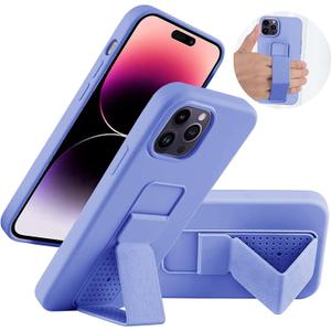 LAUDTEC Silicone Kickstand Case Compatible with iPhone 14 Pro Max case, Flexible Soft Liquid Silicone Stand Case for iPhone 14 Pro Max (Purple)