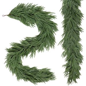 2 PCS 9ft Artificial Christmas Garland, Real Touch Norfolk Pine Garland - Pine Garland, Greenery Christmas Garland for Mantle, Table, Fireplace, Indoor, Outdoor Christmas Decorations