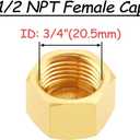 Uenede 4PCS Brass 1/2 Inch NPT Caps Outer Hex 1/2" NPT Female Thread Socket Pipe End Cap Plugs Fitting for Water/Oil/Gas